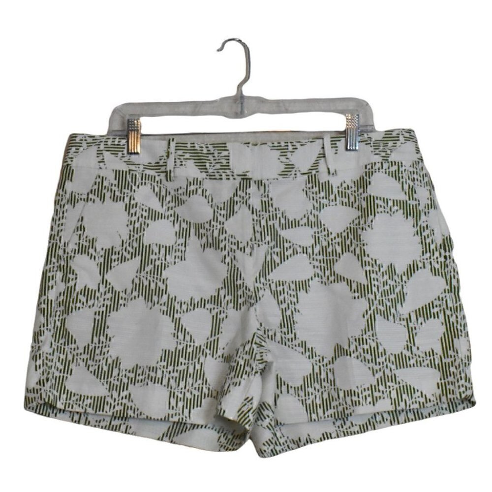 Ann Taylor Factory The 5" Short Green White Leaf Print Size 12